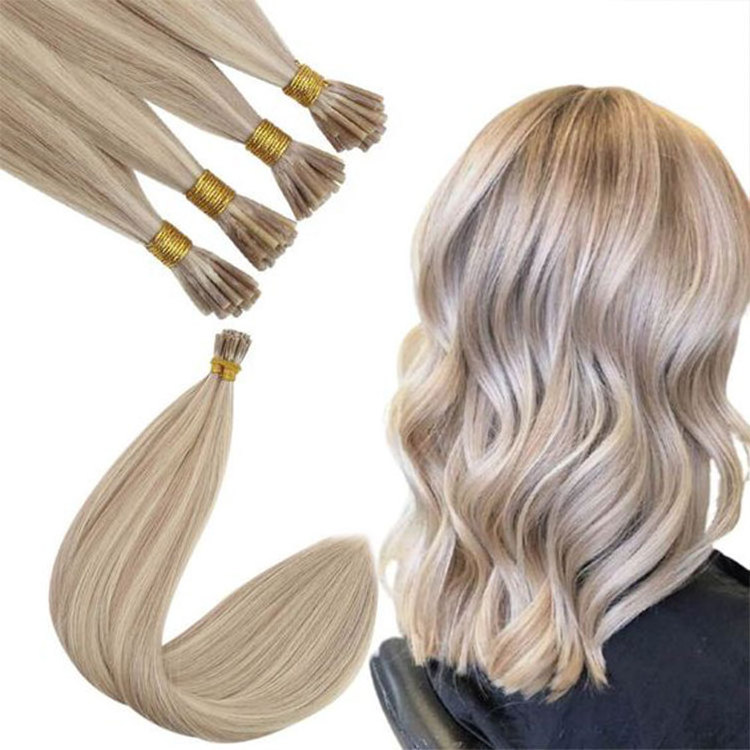 Wholesale Remy Russian 2 gram u Tip Human Hair Sale Highlights Double Drawn i-Tip Flat Hair Straight i Tip Hair Extension