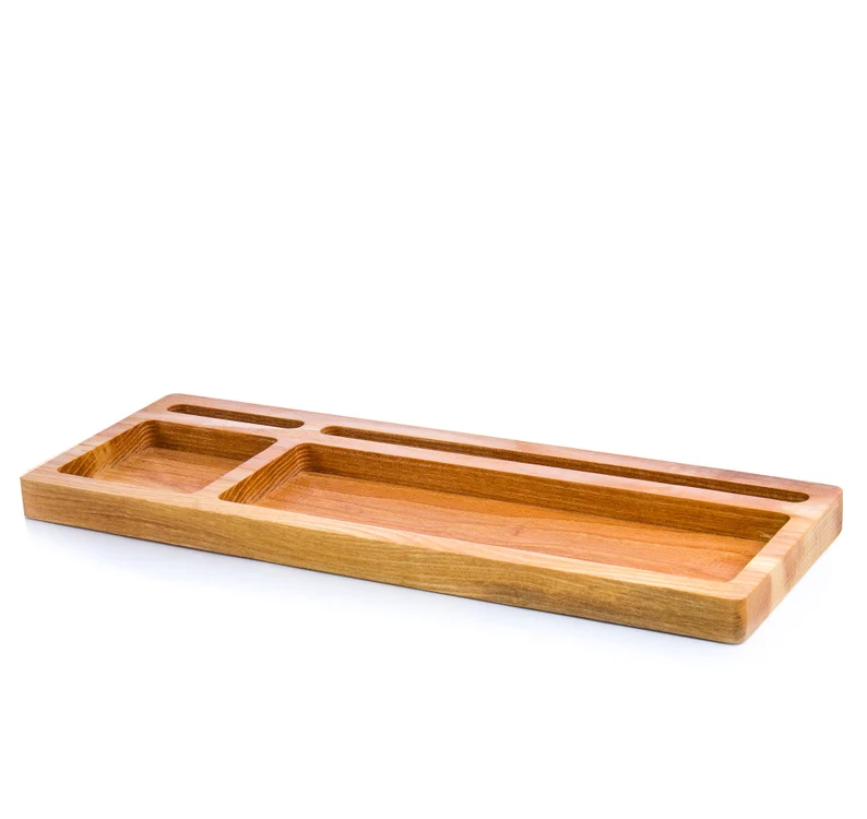 Desk Organizer Catchall Tray Wooden Holder for Ipad and Phone