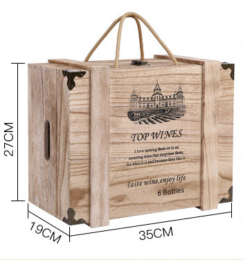 Decorative Wine Gift Box Liquor Bottle Storage and Carrying Case Wood Wine Box with Latched Lid