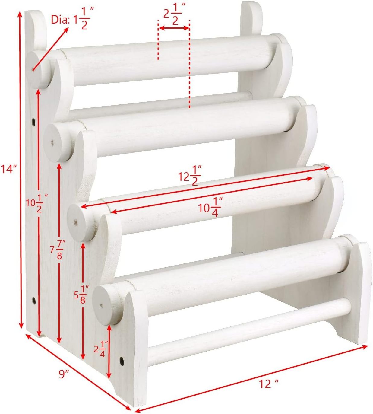 Wooden 4 Tier Jewelry Display Bracelet Bangle Scrunchie Holder Stand for Store and Home Organization