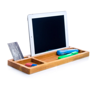 Desk Organizer Catchall Tray Wooden Holder for Ipad and Phone