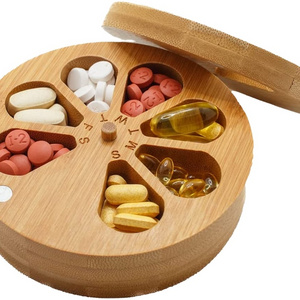 Bamboo Weekly Pill Box 7 Day Tablet Organizer Perfect for Vitamins Pills and Supplements