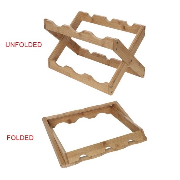 Bamboo Foldable  2 Layer Countertop Wine Rack 6-Bottles Furniture Wine Display Stand Wood Color For Party