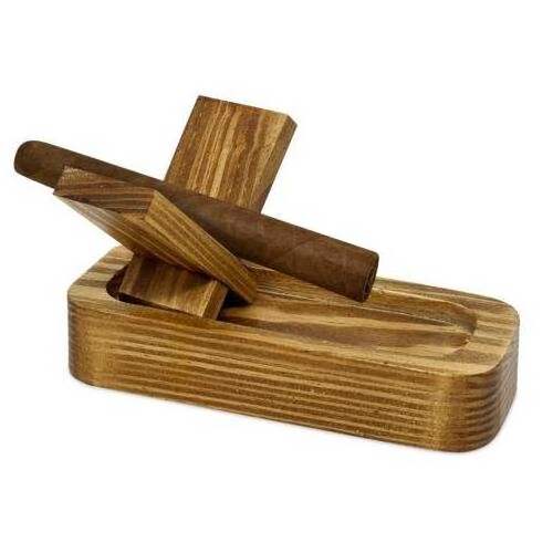 2 IN 1 Wooden Cigar Ashtray with Cigar Holder Cool Ashtray for Cigarette