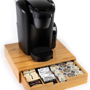 bamboo coffee cup drawer storage/organizer Coffee Pod Drawer K- cup holder bamboo leaf tea box K Cup espresso coffee pod holder