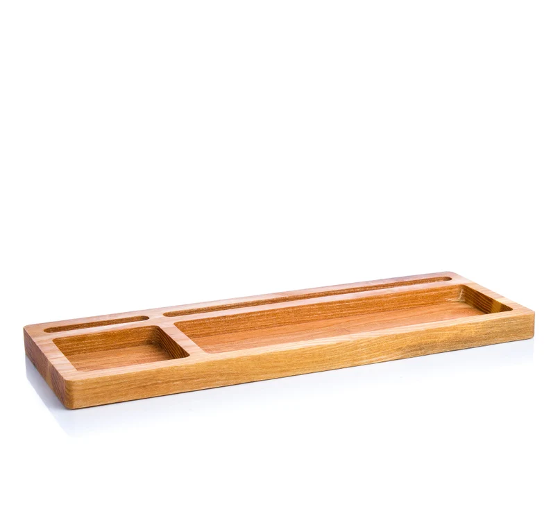 Desk Organizer Catchall Tray Wooden Holder for Ipad and Phone