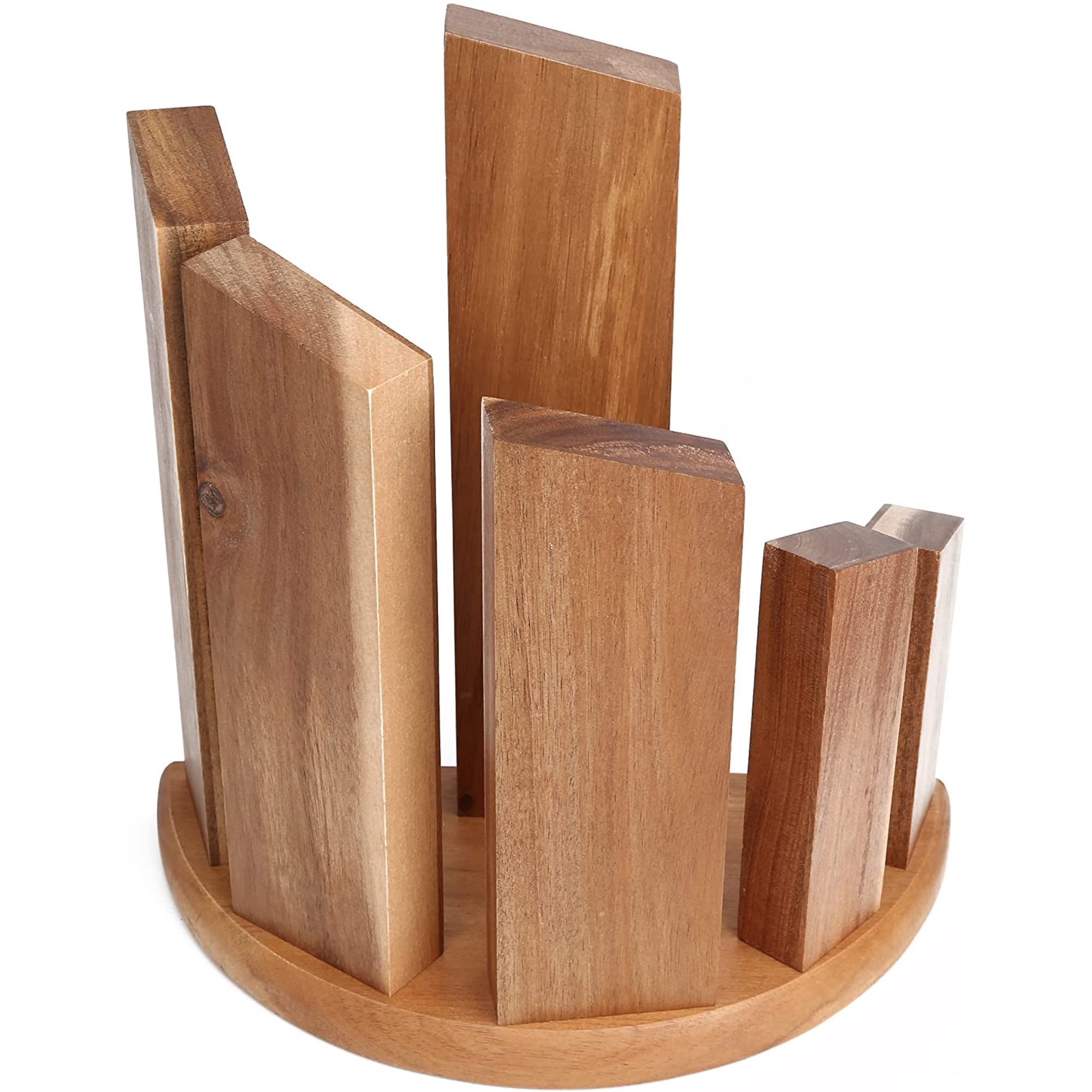 Wooden Magnetic Knife Block 360 Double Sided universal Acacia Wood Knives Holder with Strong Magnet Knife Strip Stand