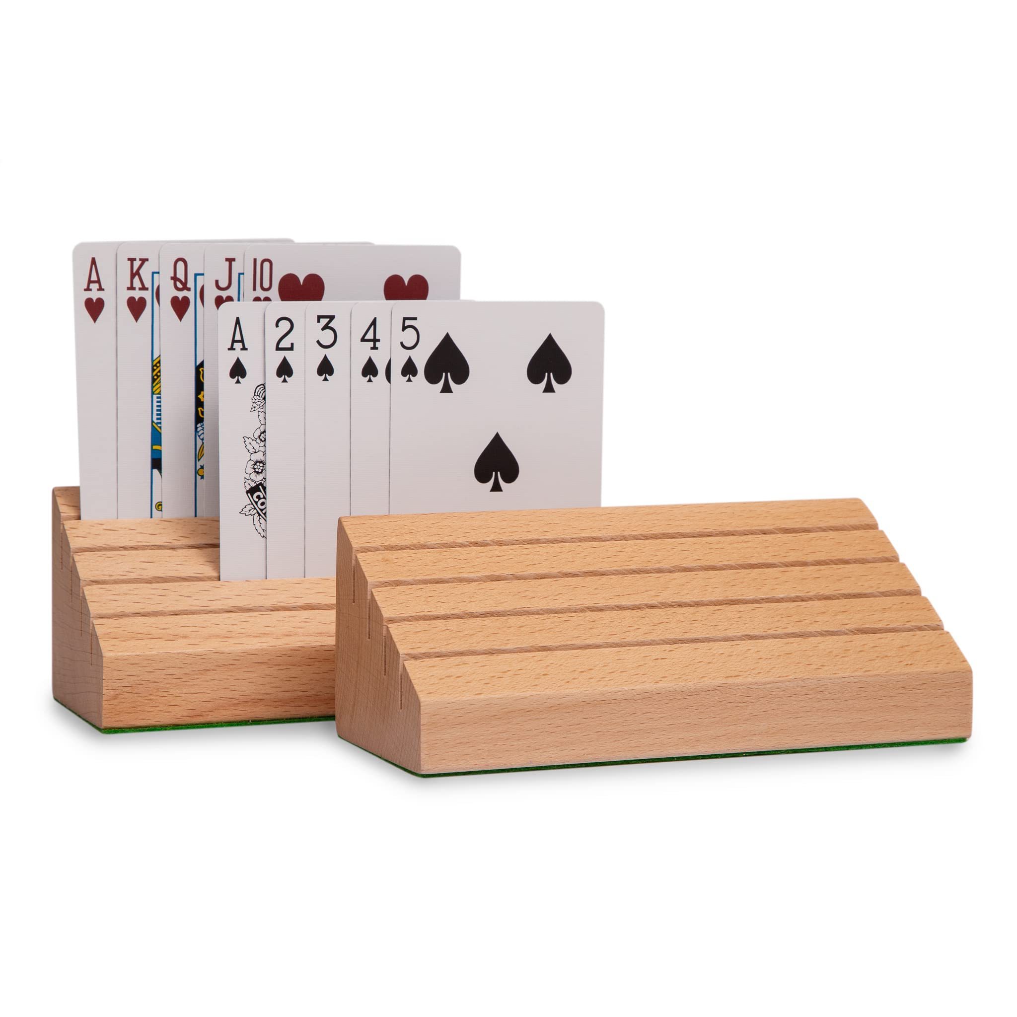 Wooden Playing Card Holders Wood Playing Card Rack Organizer for Bridge, Canasta, UNO, Card Playing