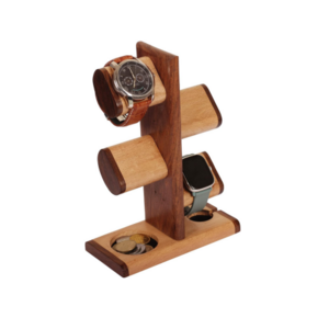 Custom Wooden Watch Stand 5 In One Multiple Watch Display Tower for Rings Coins Gifts for Men Women