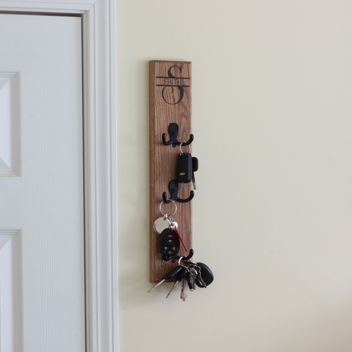 Wall Mounted Wooden Shelf Hooks for Key, Coat, Long Wooden Hanging Shelf