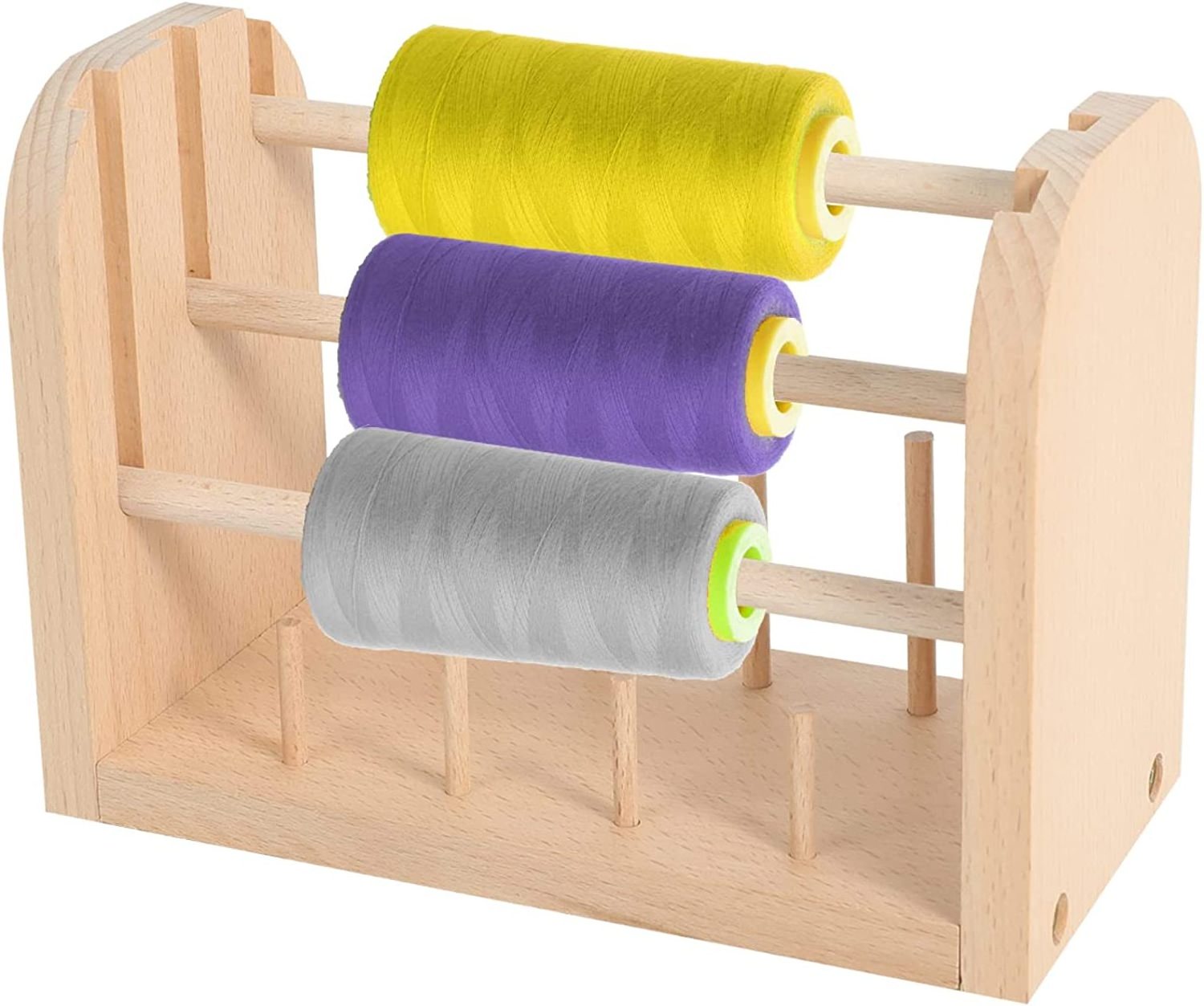 Yarn Holder Wool Yarn Spindles, 3 Spools + 8 Spools Wooden Thread Holder for Embroidery Quilting Sewing, Multifunctional Beech T