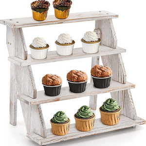 Rustic white wooden cup cake display stand wood risers for displays ideal craft funko pop shelves