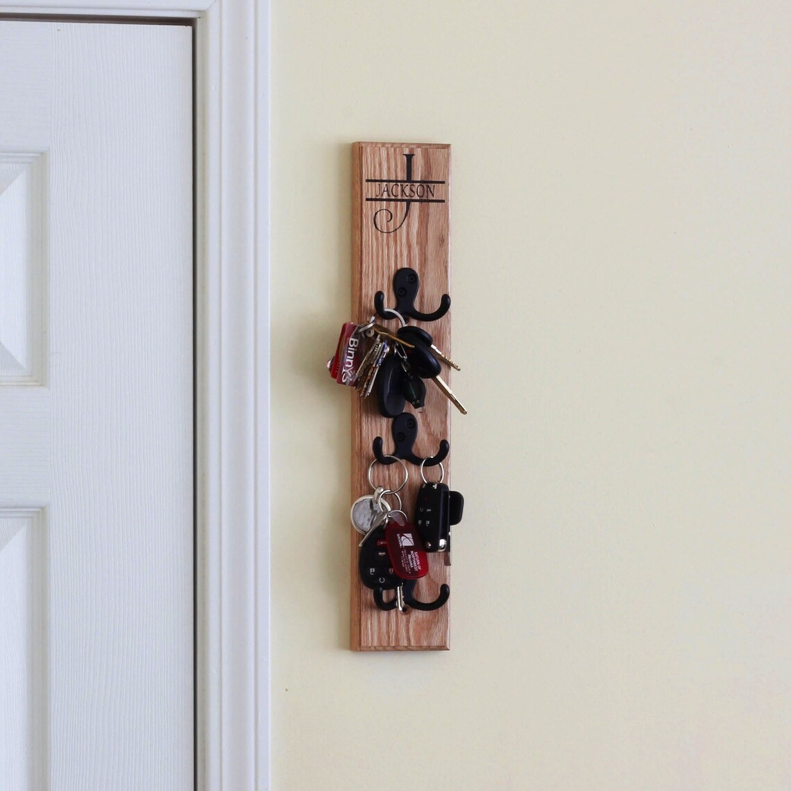 Wall Mounted Wooden Shelf Hooks for Key, Coat, Long Wooden Hanging Shelf