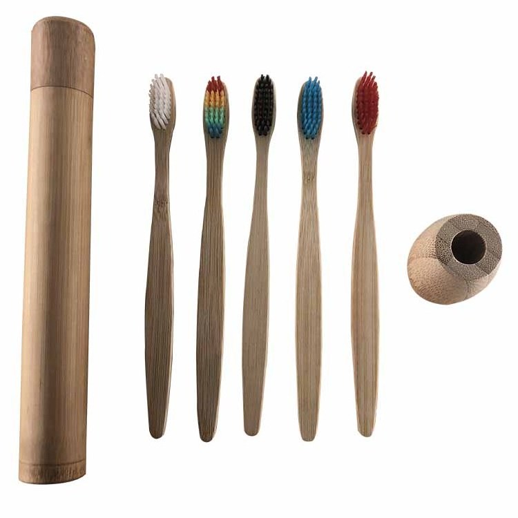 100% Biodegradable Eco Private Label bamboo container Bamboo Charcoal Toothbrush Case Sets