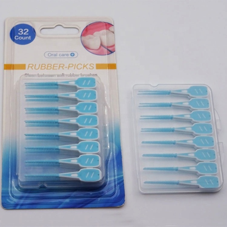 Hot sale rubber picks teeth cleaner toothpicks dental floss Interdental brush