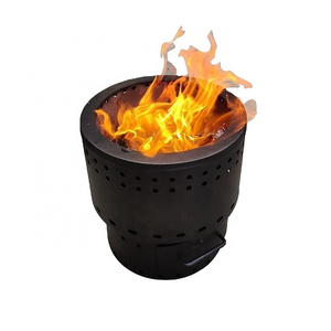 15.5 Inches Black Outdoor Portable Stainless Steel Smokeless Fire Pit /Wood Burning Fire Pit