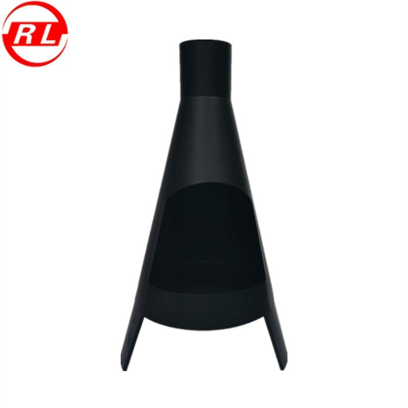 Round carbon steel wood-burning fireplace