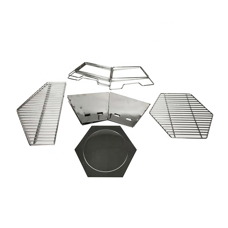 Stainless Steel Barbecue Charcoal Grill Hexagon Shaped BBQ Tool Kits for Outdoor Picnic/BBQ