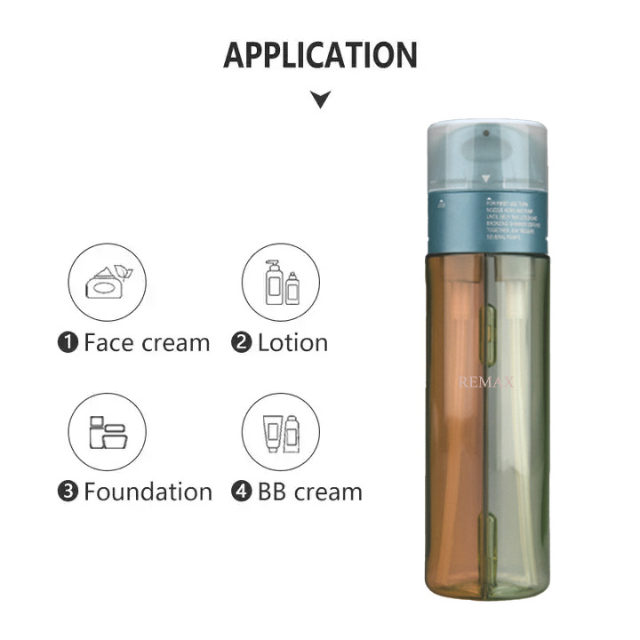 REMAX Hot Sale Empty Double Tube 2 In 1 Bottle Dual Chamber 60ml 100ml Multi Chamber Plastic Cosmetic Airless Lotion Pump Bottle