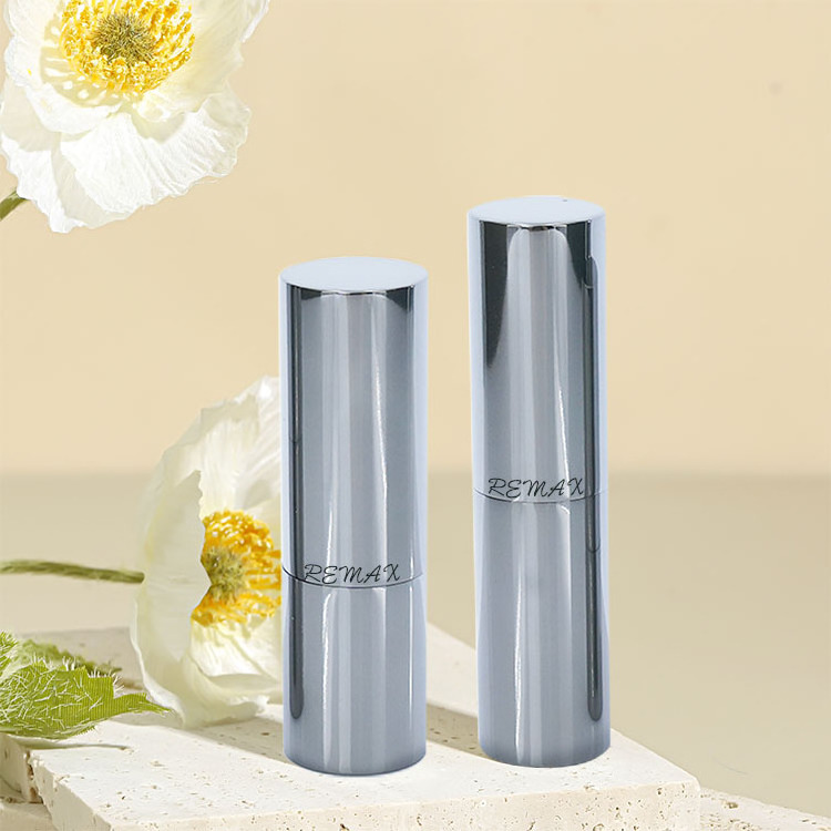 Unique Design Luxury Aluminum Metal Silver Cosmetic Lipstick Packaging Containers Case Empty 8.5mm Bevel Lipstick Tubes