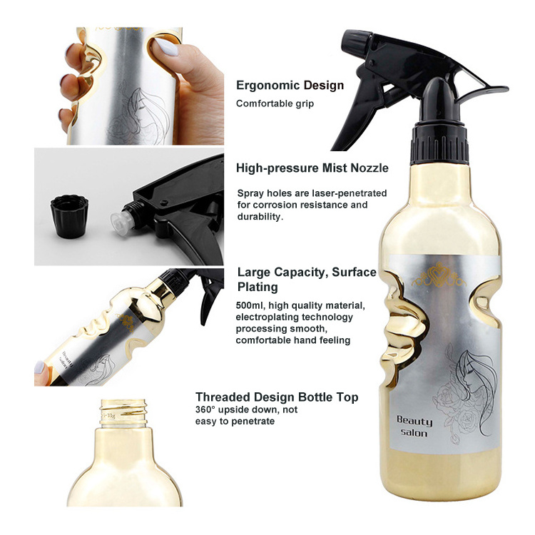 REMAX Hair Palm Electroplating Spray Bottle 500ml Retro Oil Plastic Bottle Hair Stylist Special Ultra Fine Spray Bottle