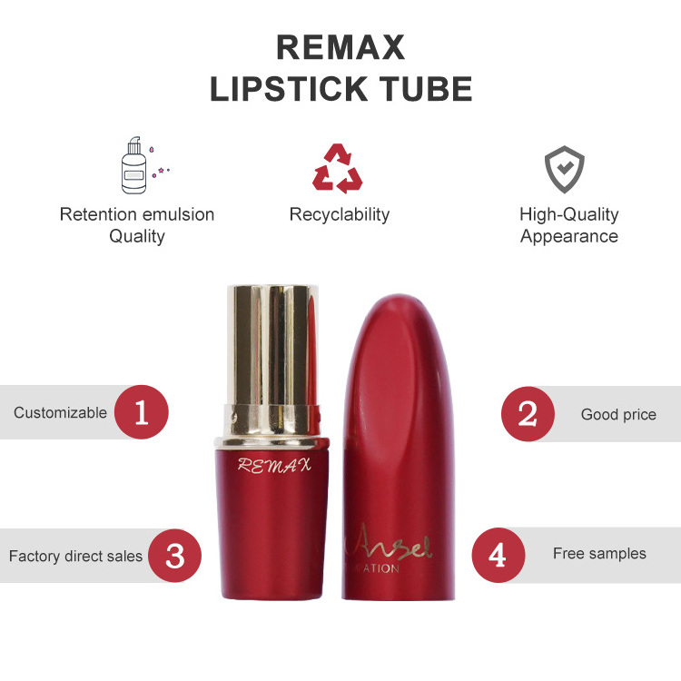 Red Aluminum Empty Rose Gold Lip Balm Packaging, Lip Stick Container Case, Rose Gold Lipstick Tube