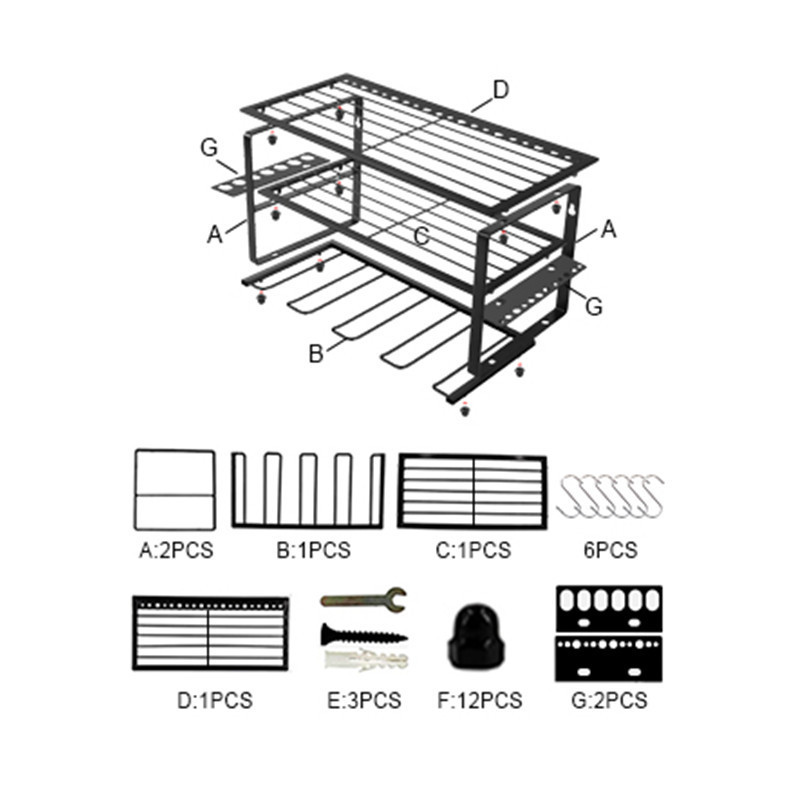 Power Tool Organizer 3 tiers Metal Tool Shelf, Drill Holder Wall Mount for Cordless Drill Charging Station Screwdriver