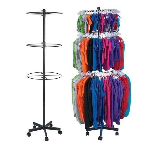 Metal Round Apparel Rack Retail Rotating Display Stand Clothing Display Stand