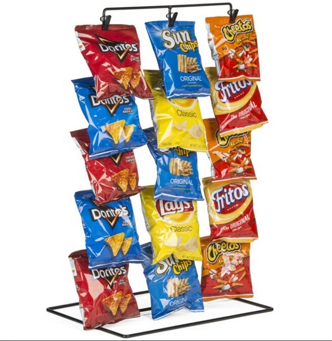 Metal Candy Clip Counter Potato Chip Display Rack