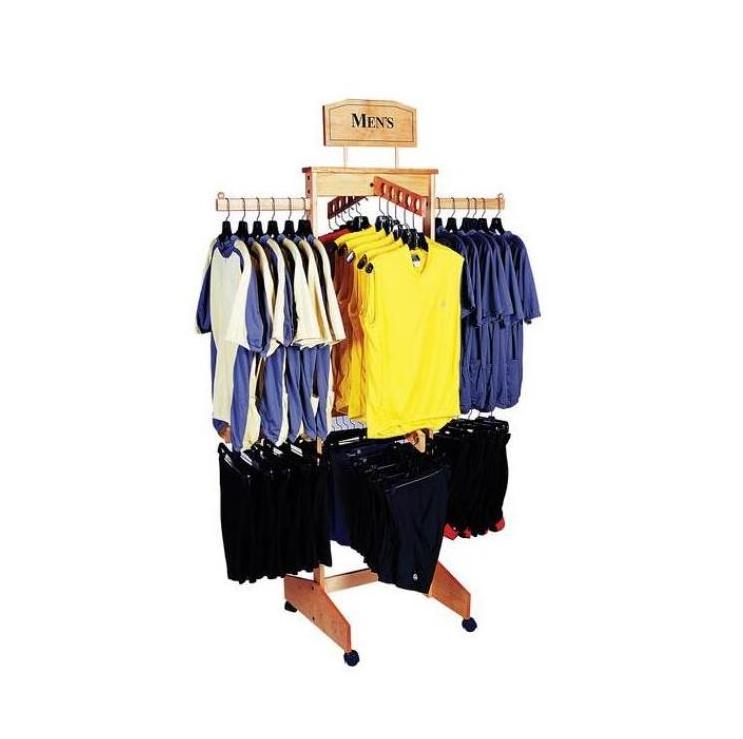 Boutique Metal+Wood Clothes Hanger Stand Rack Display Men's T-shirt Cardboard Display Rack Clothing