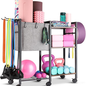 Metal Yoga Mat Storage Rack Home Gym Equipment Storage Organizer for Yoga Mat Foam Roller Dumbbell Resistance Band