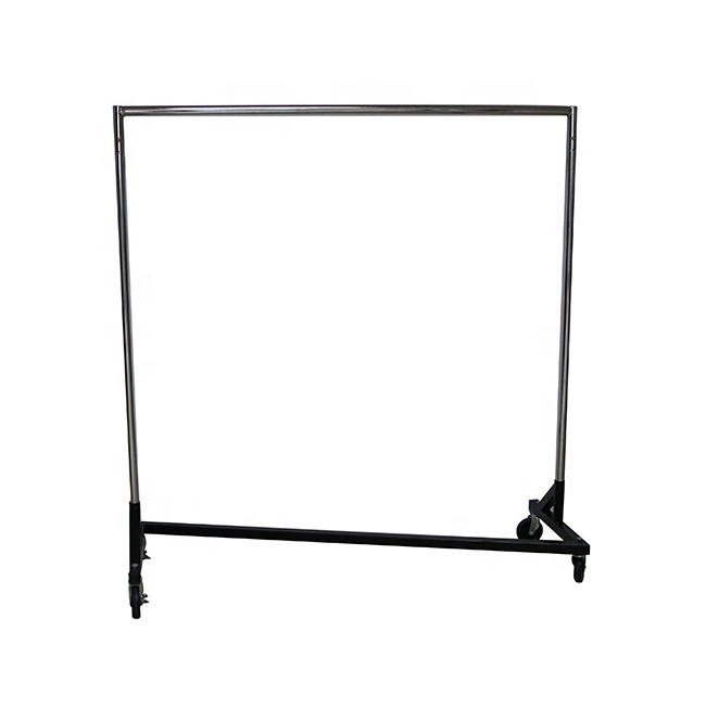 Heavy duty metal rolling z-shaped garment rack display hanging cloth stand clothes rack for home,laundry store use