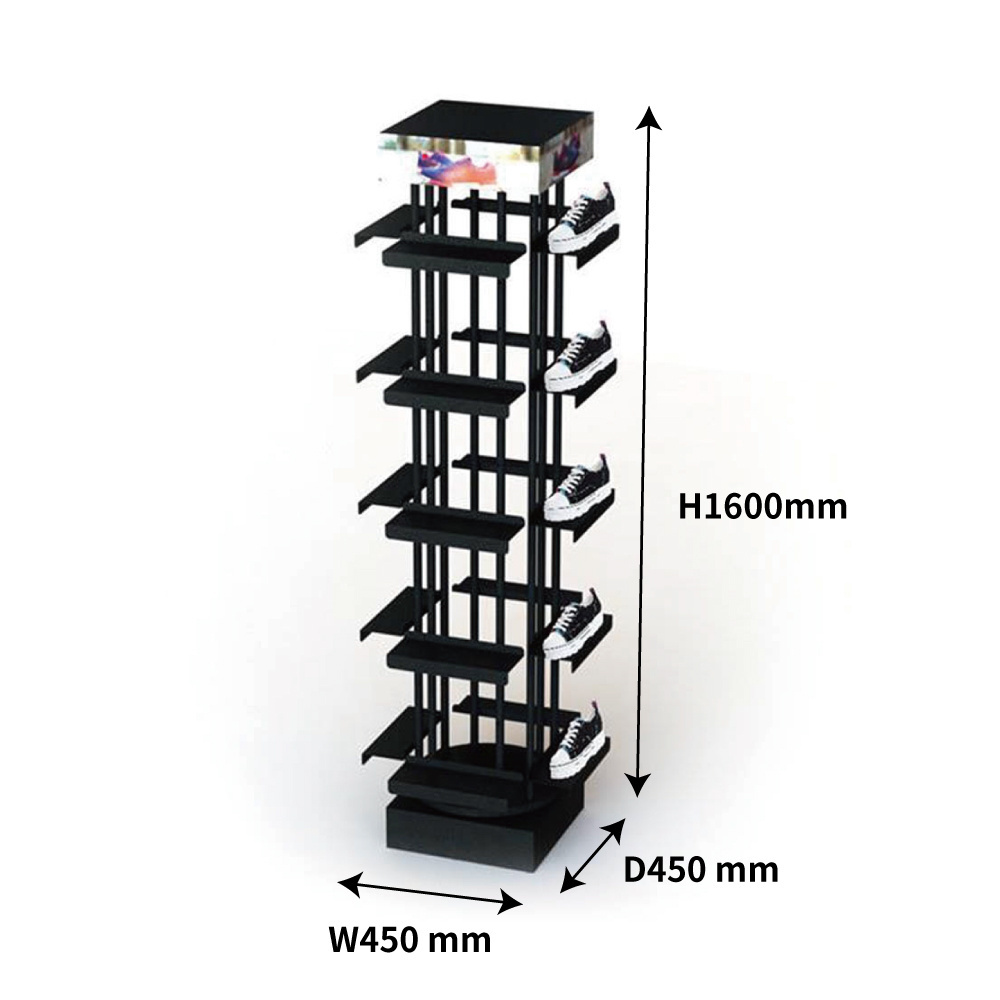 360 Rotating 4 Sides Metal Canvas Shoe Shelves Stand Sneaker Display Rack Holds 20 Shoes