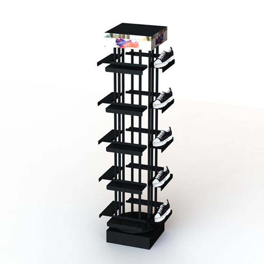 360 Rotating 4 Sides Metal Canvas Shoe Shelves Stand Sneaker Display Rack Holds 20 Shoes