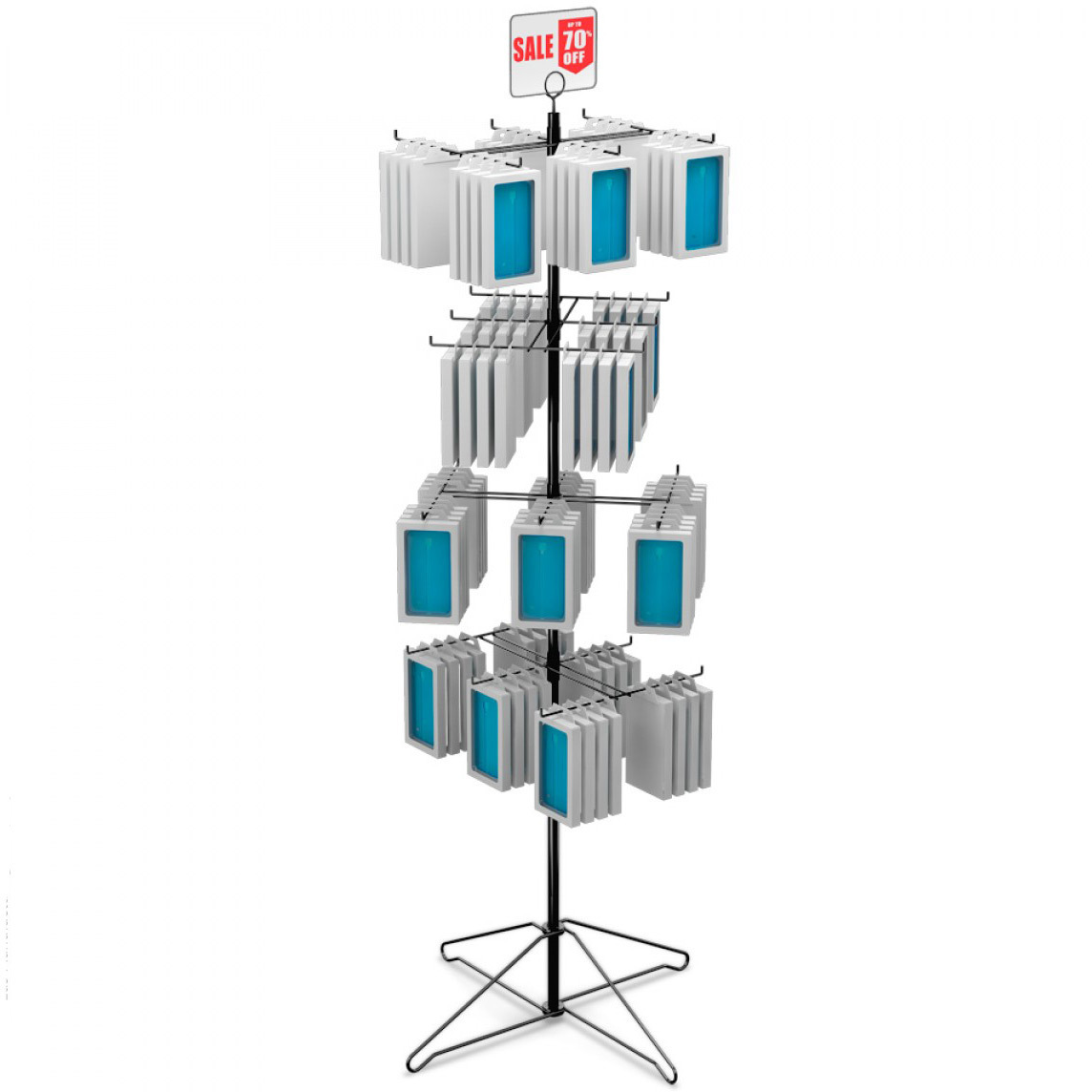 24 Hooks Metal Floor Spinner Hanging Merchandise Display Rack Design for Retail Use