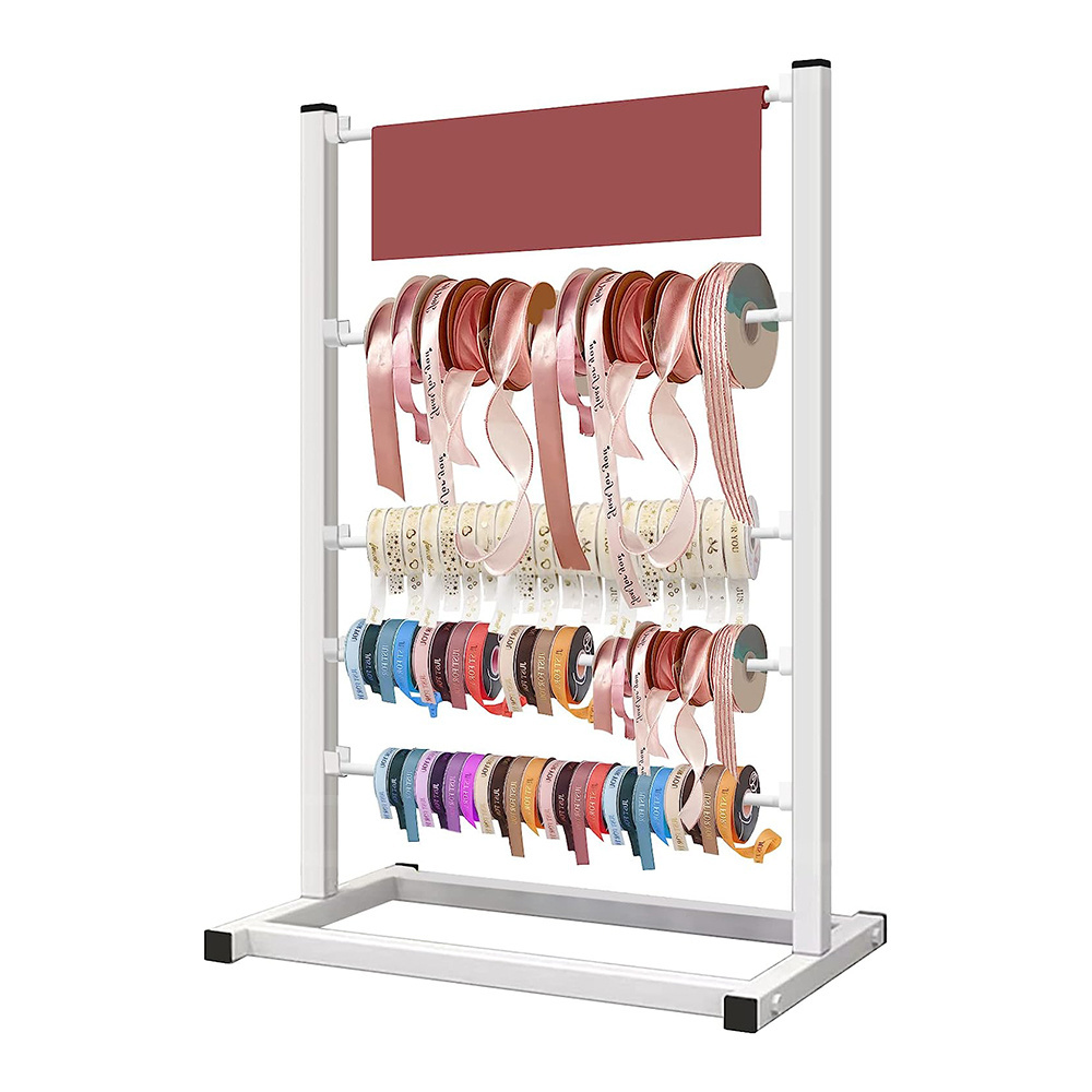 Large Capacity 4 Tier Ribbon Holder Rack Sewing Stand Organizer Roller Storage Shelf for Craft Room