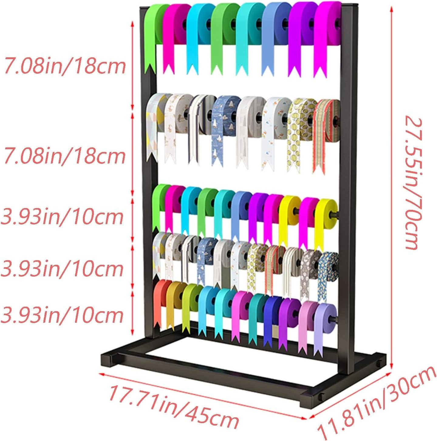 Large Capacity 4 Tier Ribbon Holder Rack Sewing Stand Organizer Roller Storage Shelf for Craft Room