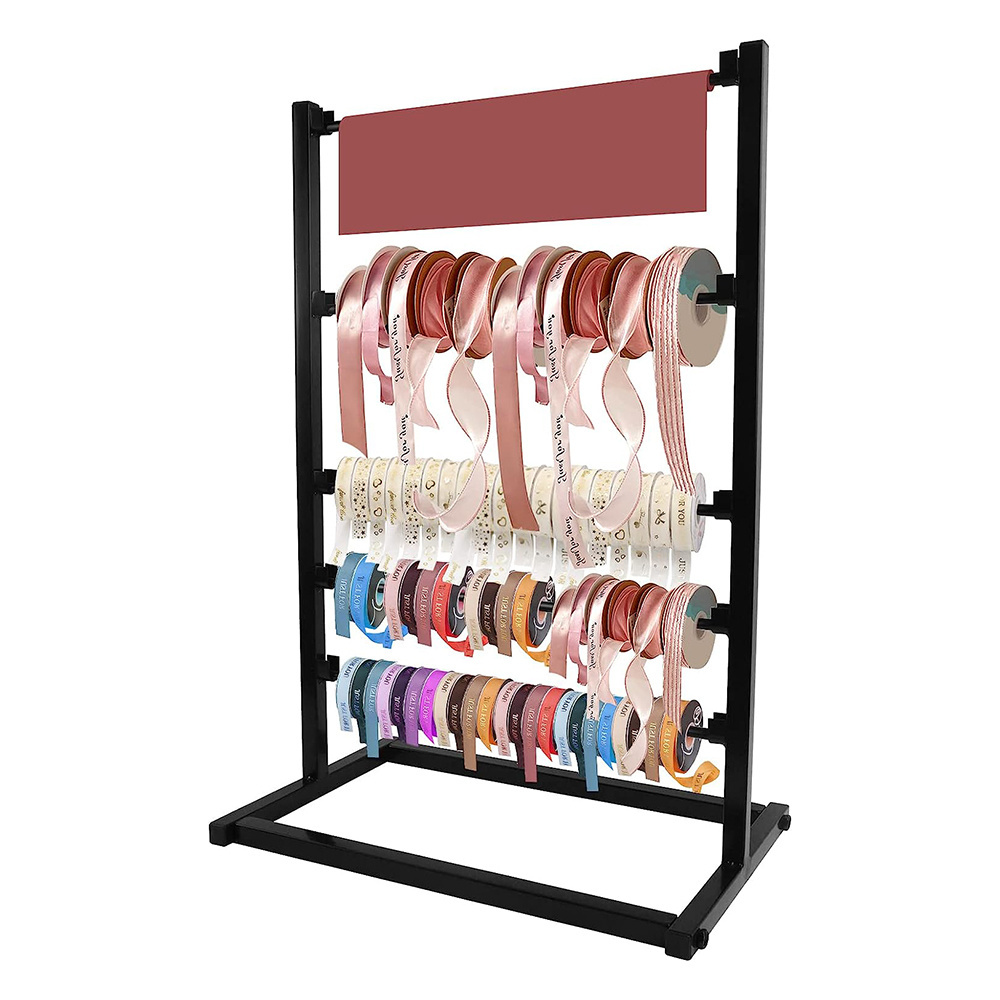 Large Capacity 4 Tier Ribbon Holder Rack Sewing Stand Organizer Roller Storage Shelf for Craft Room