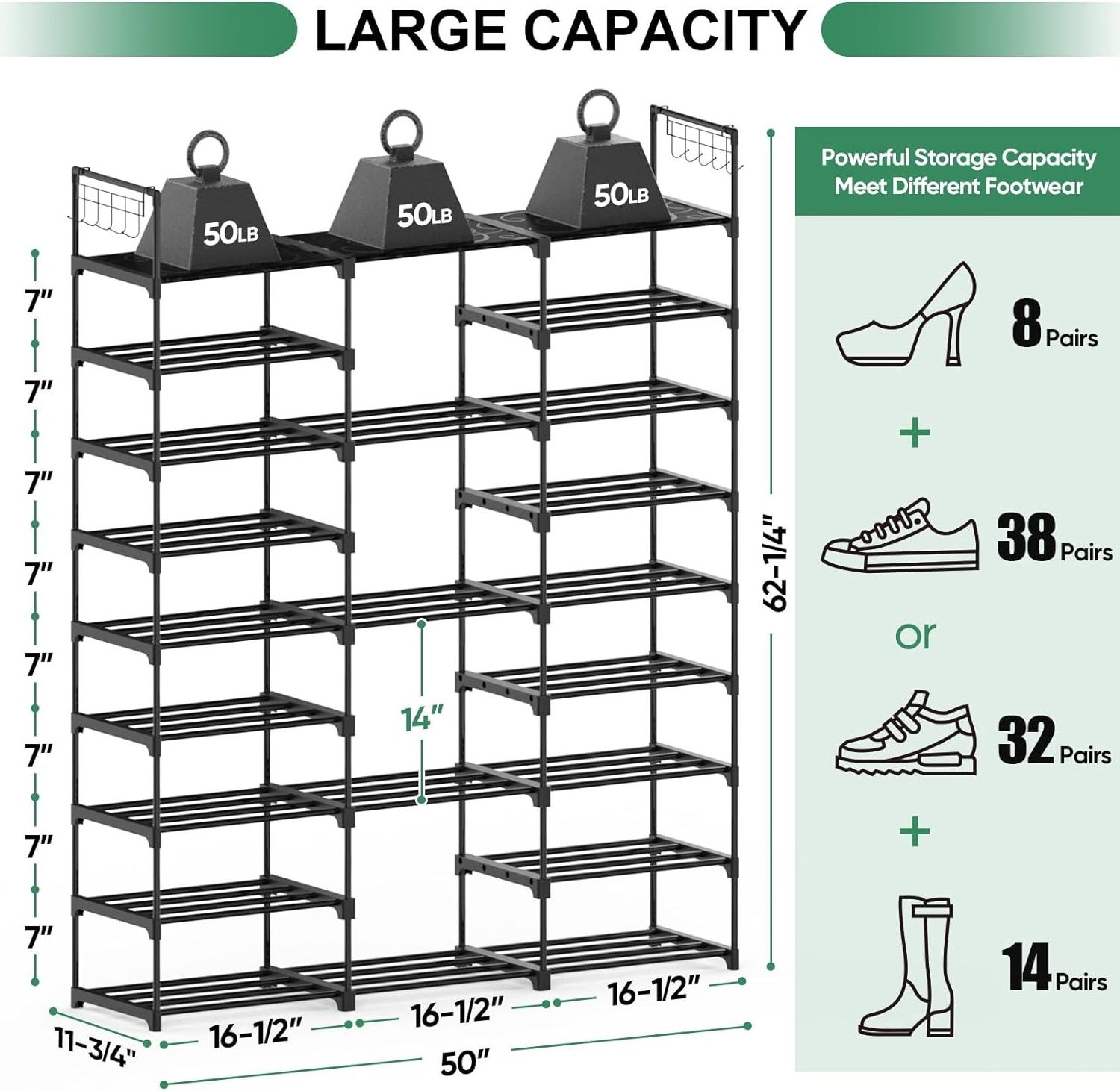 Vertical Large Capacity Shoe Rack Stackable Shoe Rack 9-Layer Shoe Rack StorageRack