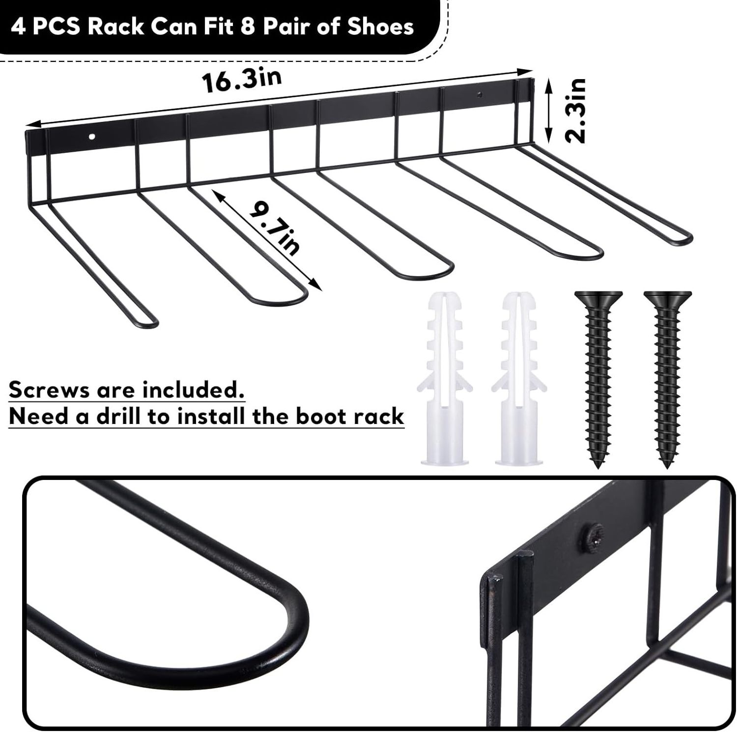 Wall Mounted Boot Organizer Hanging Metal Tall Boot Holder Hook Rack