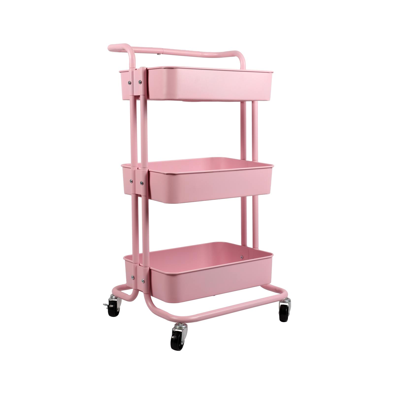 3-Tier Metal Movable Rolling Utility Organizer Rack  Trolley Cart Multi-Purpose Shelf for Office Kitchen Bathroom Laundry Room