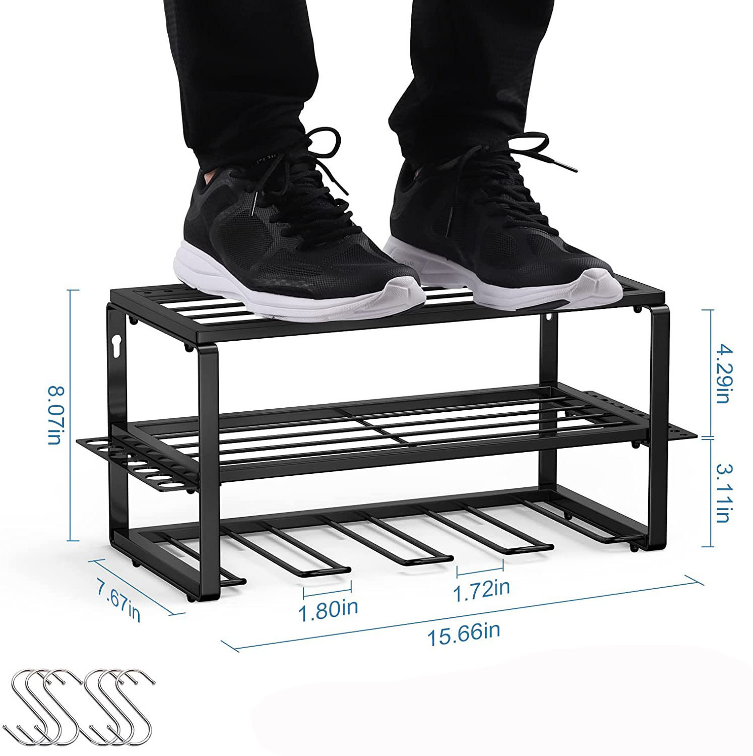 Power Tool Organizer 3 tiers Metal Tool Shelf, Drill Holder Wall Mount for Cordless Drill Charging Station Screwdriver