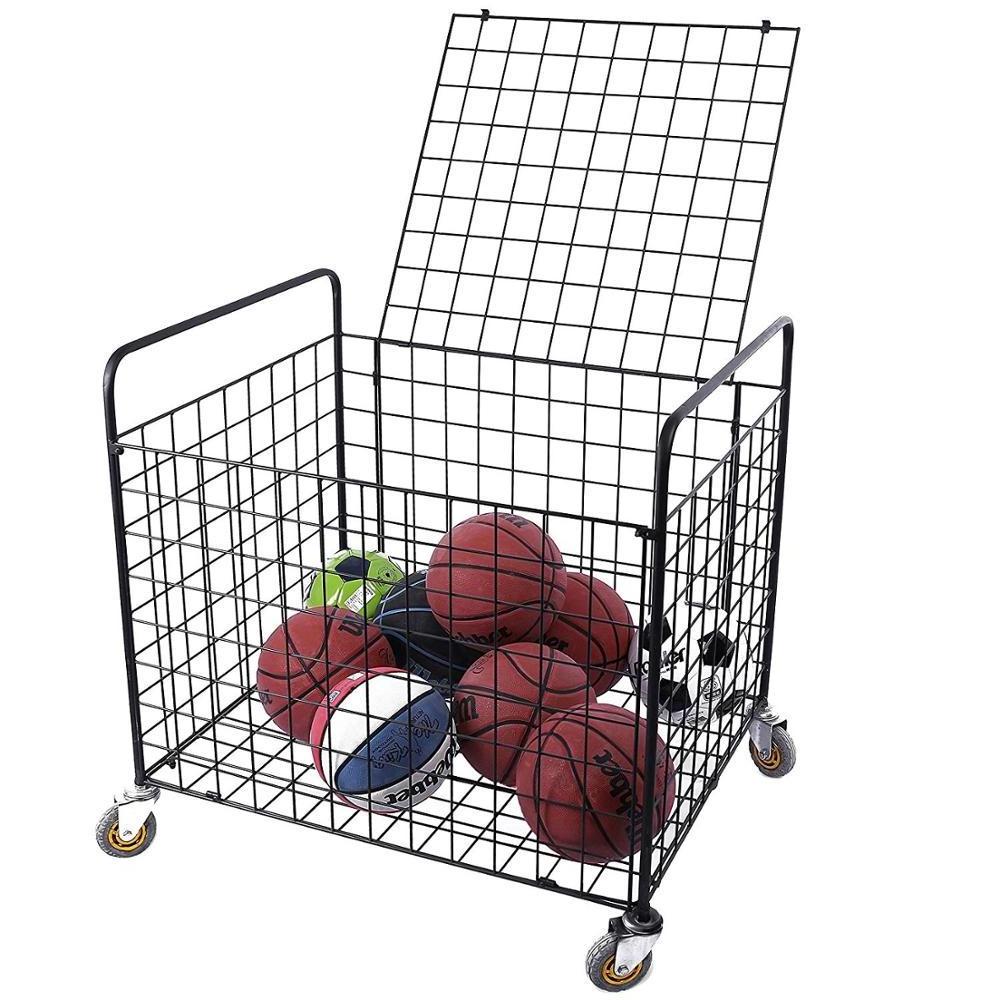 Metal Mesh Cart Gym Organizer Basketball Rack Ball Storage Storage Holders & Racks Storage Ball or Others for Non-folding Rack