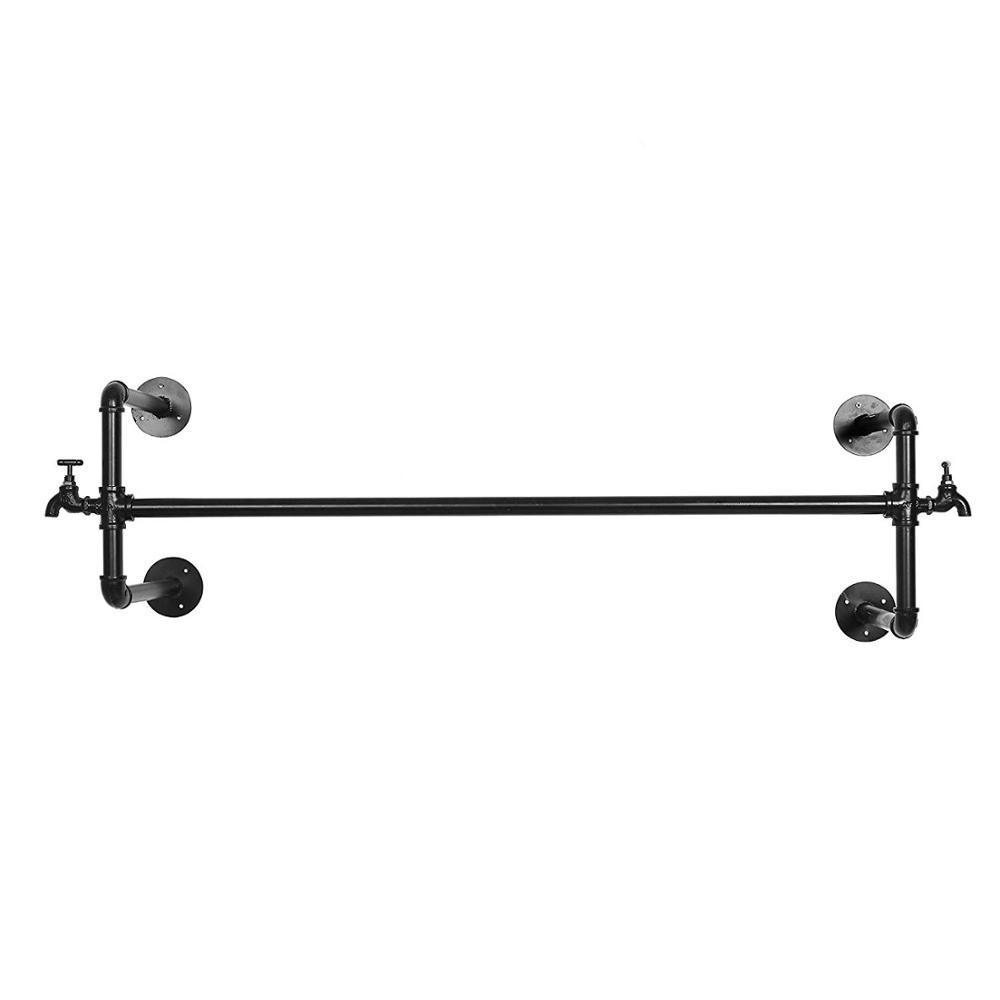 Industrial Pipe Clothing Rack Wall Mounted Cloths Rack Metal Commercial Clothes Racks