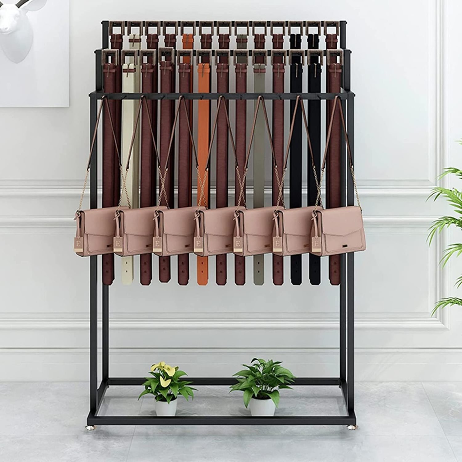 Metal Belt Display Stand Scarf Display Rack Shawls Purse Holder for Clothing Bedroom Store Retail