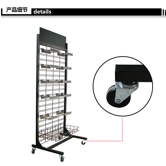 Shoe Store Furniture Custom Made Wire Grid  Metal Shelf for Shoes Display Rack Stand  with Wheels