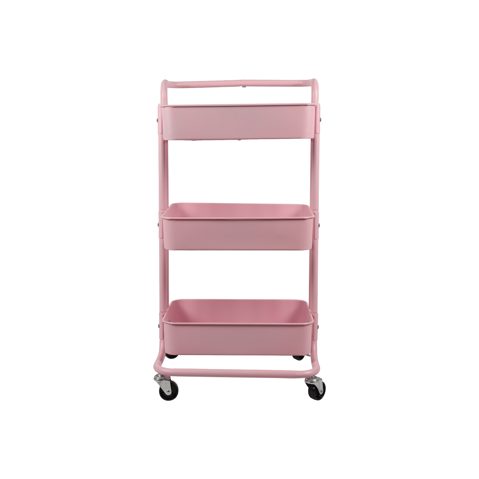 3-Tier Metal Movable Rolling Utility Organizer Rack  Trolley Cart Multi-Purpose Shelf for Office Kitchen Bathroom Laundry Room