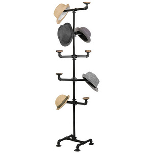 RuiMei Hat Stand Wig Holder Display Tree Hat Rack with 10 Round Rustic Wood Hanging Hooks