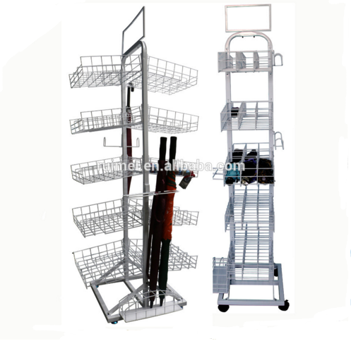 Four sides display for Umbrella rack supermall metal wire basket rack New design umbrella display stand