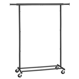 Portable Clothes Rack on Wheels with Extendable Hanging Rail,Collapsible-Black